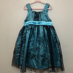 Glittery flower dark blue dress